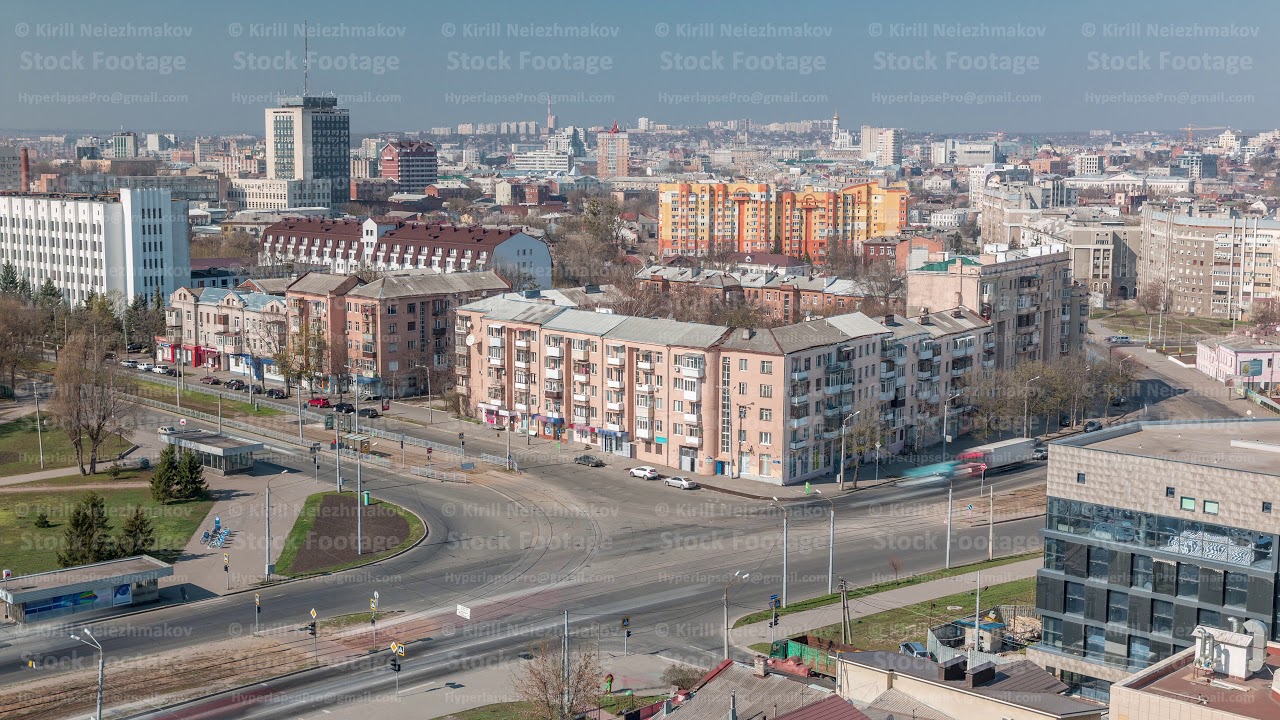 Kharkiv city from above timelapse. Aerial view of the city center and