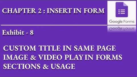 Google Forms Tutorial - Chapter 2 Exhibit 8 - Insert menu in forms - Title, image, video & sections