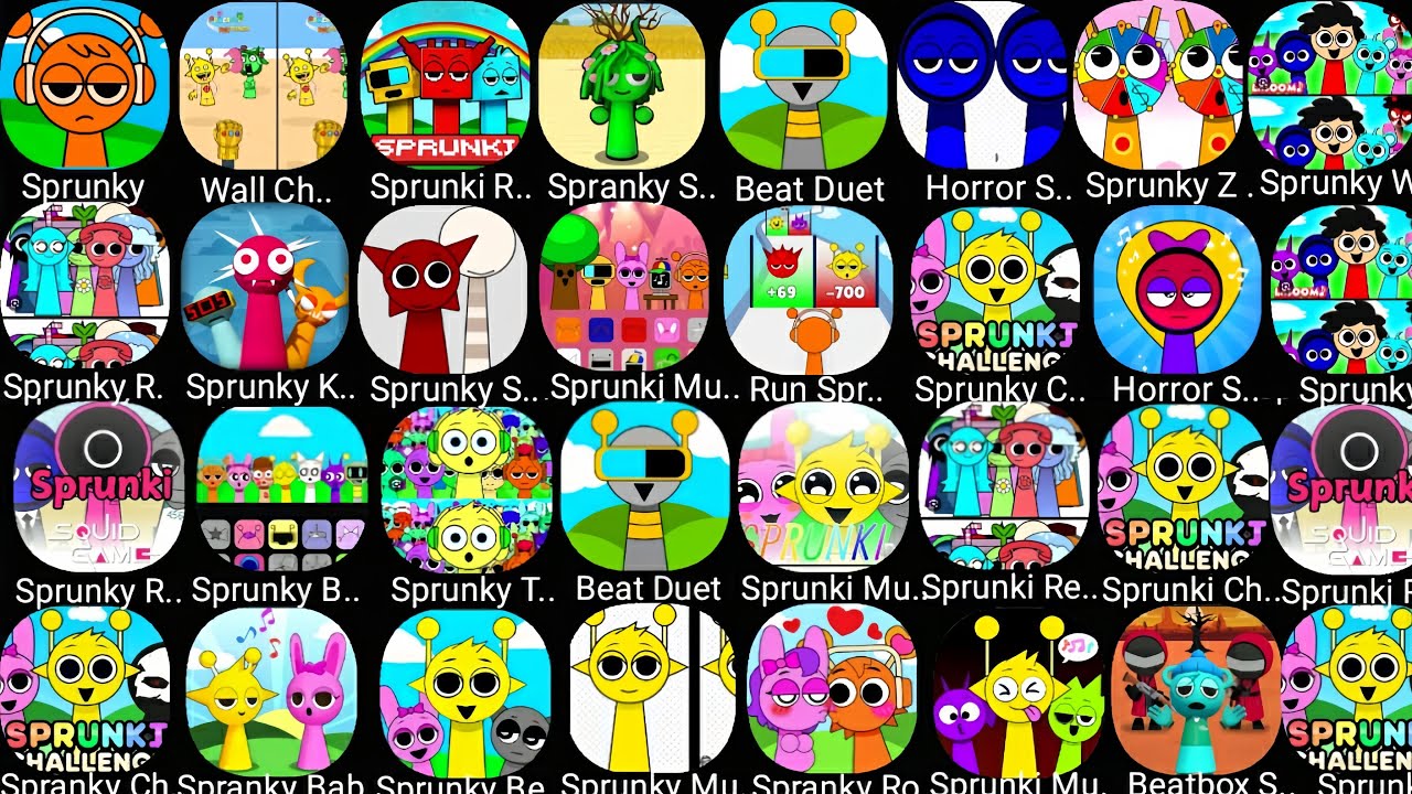 Sprunky,Spranky Survival,Sprunki Beats,Wall Challenge,HorrorSprunki,Sprunki Transformer,Spranky Role
