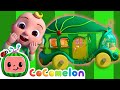 Wheels on the green watermelon bus  cocomelon animal time  moonbug kids  color time