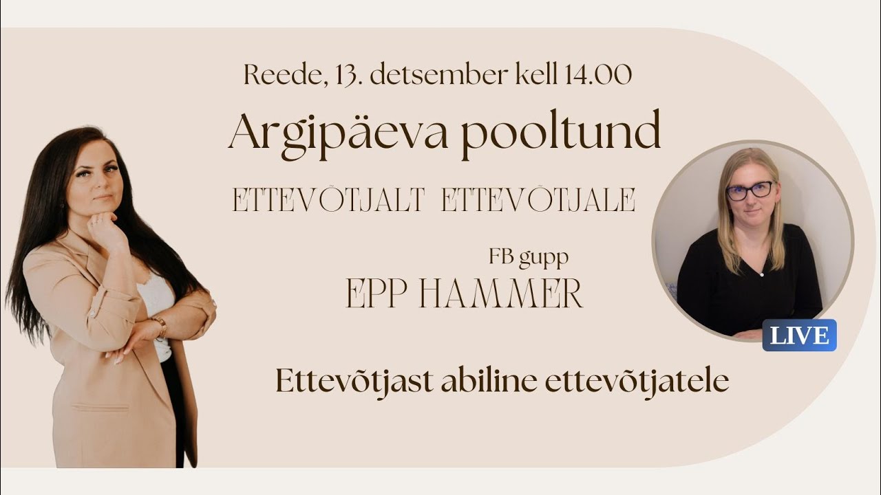 Ettevõtjast abiline ettevõtjatele- Argipäeva pooltund 13.12.24, küas Epp Hammer