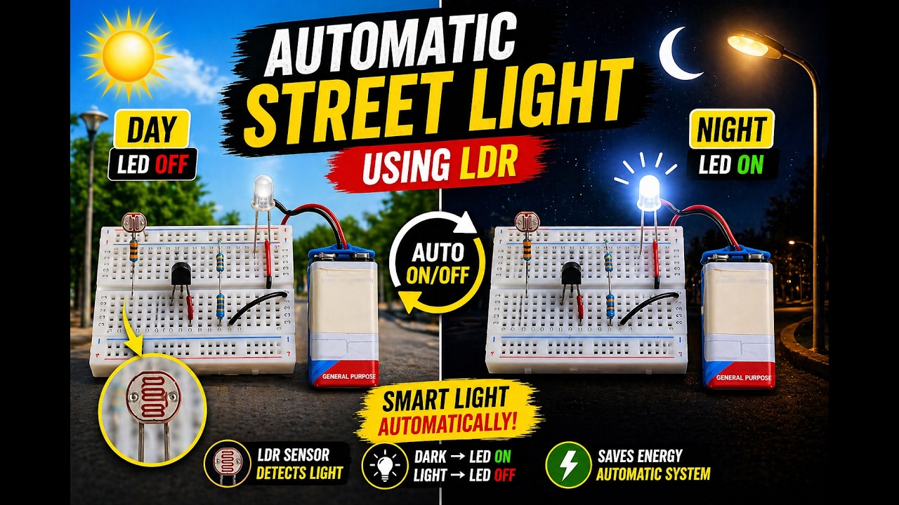 How to Make Automatic Street Light on Breadboard Using LDR | DIY ...