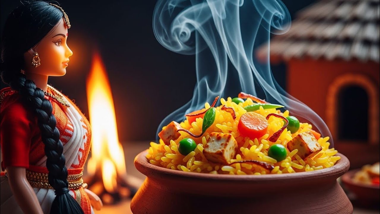 Miniature Doll Vegetable Biryani Cooking ASMR | Indian Jungle Village Tiny Kitchen Life