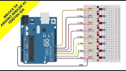 MBLOCK İLE ARDUİNO DERSLERİ #3 8 Adet LED İLE YÜRÜYEN IŞIK UYGULAMASI