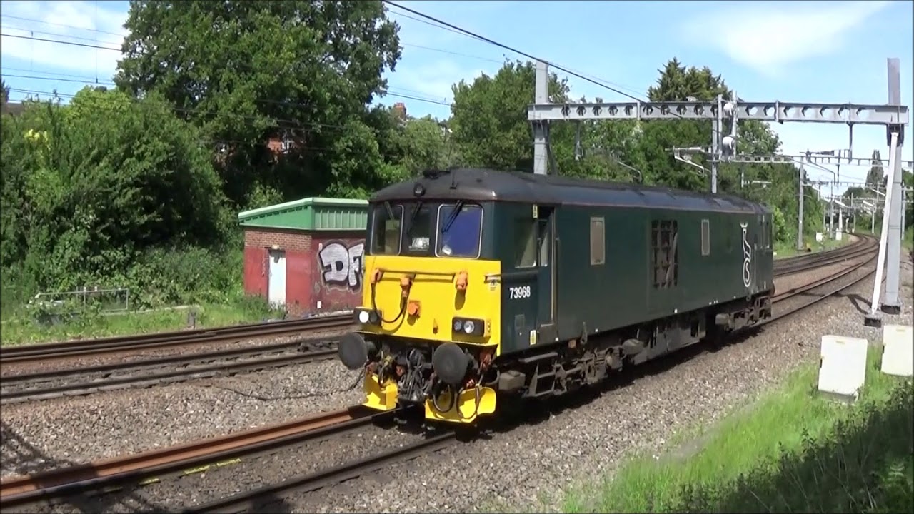 caledonian sleeper livery class 73 73968 passes southcote jn 18/04/2020