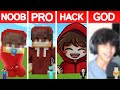 Minecraft cash and nico pixel art build challenge  noob vs pro vs hacker vs god