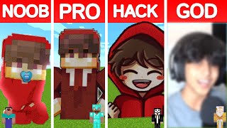 Minecraft CASH and NICO PIXEL ART BUILD CHALLENGE - NOOB vs PRO vs HACKER vs GOD