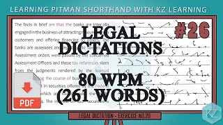 Shorthand Legal Dictations | Exercise 26 (80 WPM) | KZ Learning
