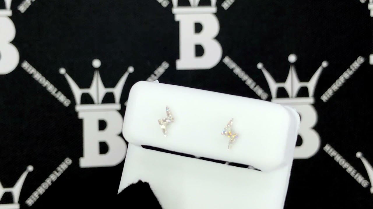 Lightning Bolt Diamond Earrings .10cttw 10K White Gold | Real Hip Hop Jewelry