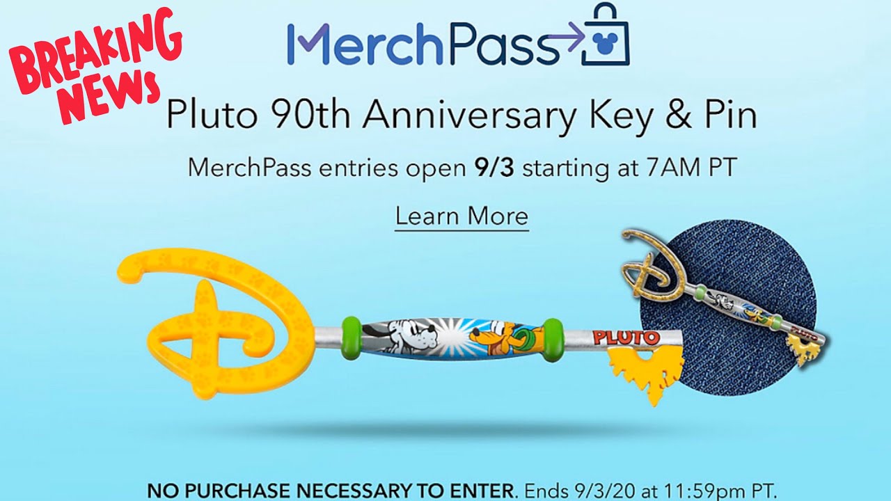 Pluto 90th Anniversary Disney Key and Pin/Merch Pass