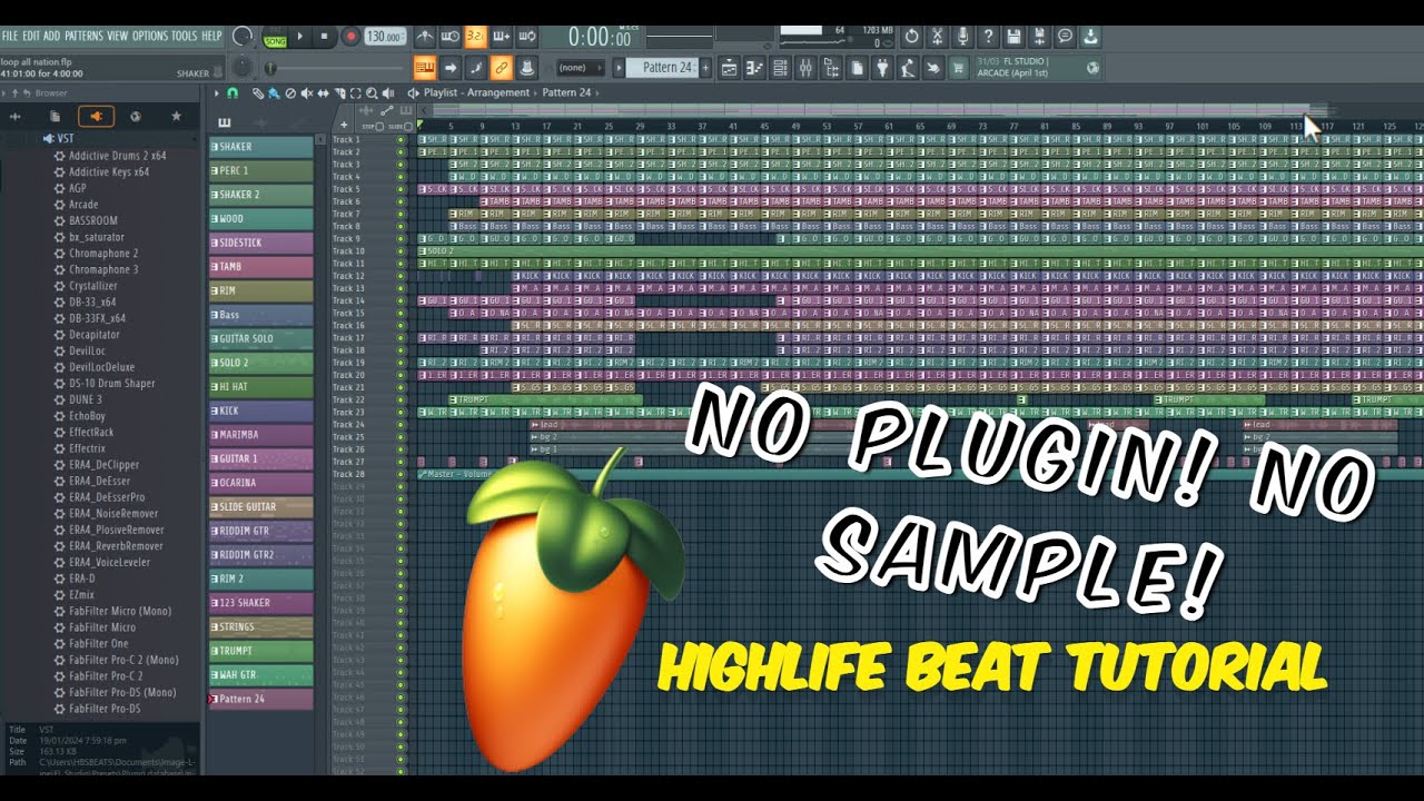 Highlife Beat Tutorial No VST Plugin No Samples THIS IS INSANE!! - YouTube