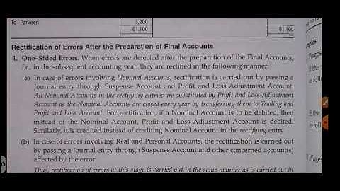 Rectification of errors after preparation of final accounts