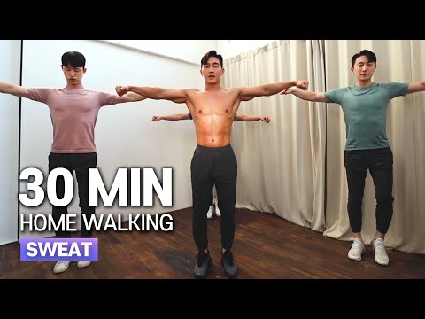 30min FULLBODY HOME WALKING (SWEAT💦!!) // JOINT-FRIENDLY, ALL AGES