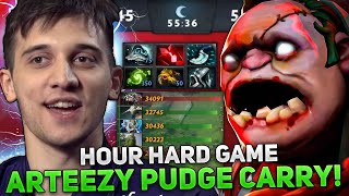 HOUR HARD GAME for ARTEEZY on PUDGE CARRY with CRIT and QOJQVA vs V-TUNE!