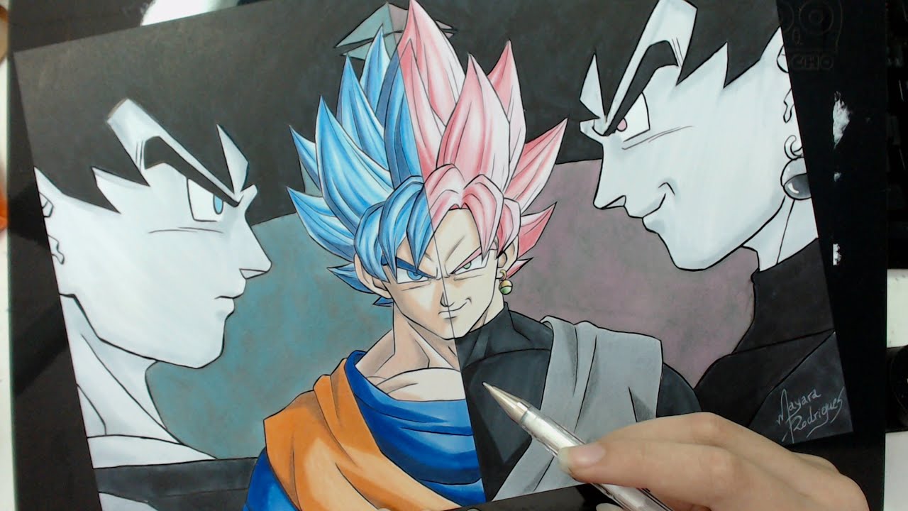 Como Desenhar Goku x Vegeta SSJ Blue Dragon Ball Super - How to