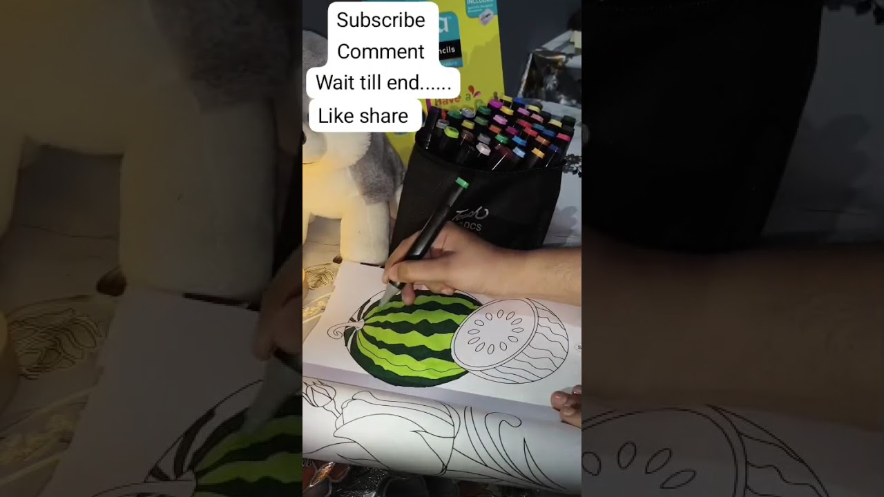 Stress Relief Watermelon Coloring 🍉 | ASMR Art Short