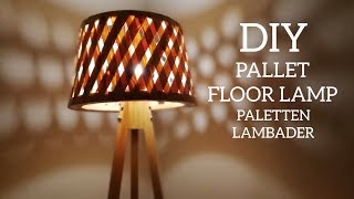 Making floor lamp from pallets / Wooden floor lamp diy/ Lamp shade diy