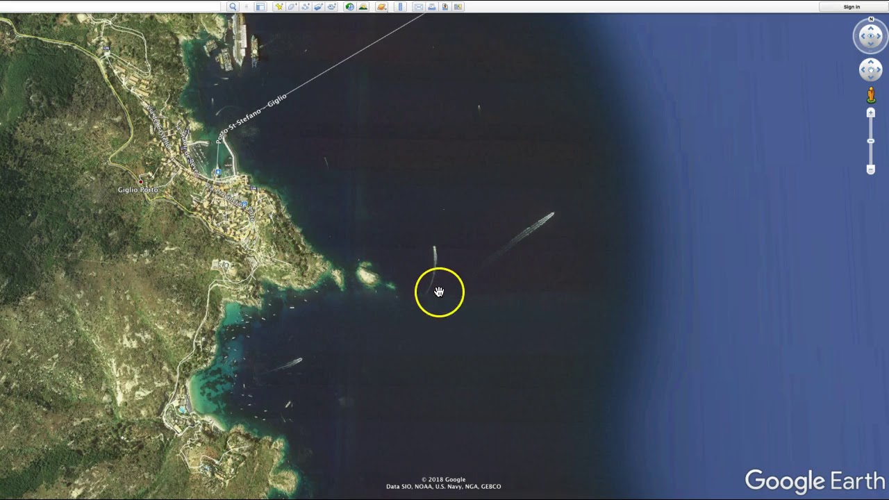 Costa Concordia Sinking Location From Google Earth