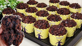 Mix all the ingredients and mix well to make super soft chocolate banana muffins that never fail.