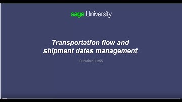 Sage X3 - Transportation flow & dates management