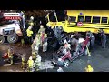 4-vehicle crash involving school bus leaves at least 1 dead