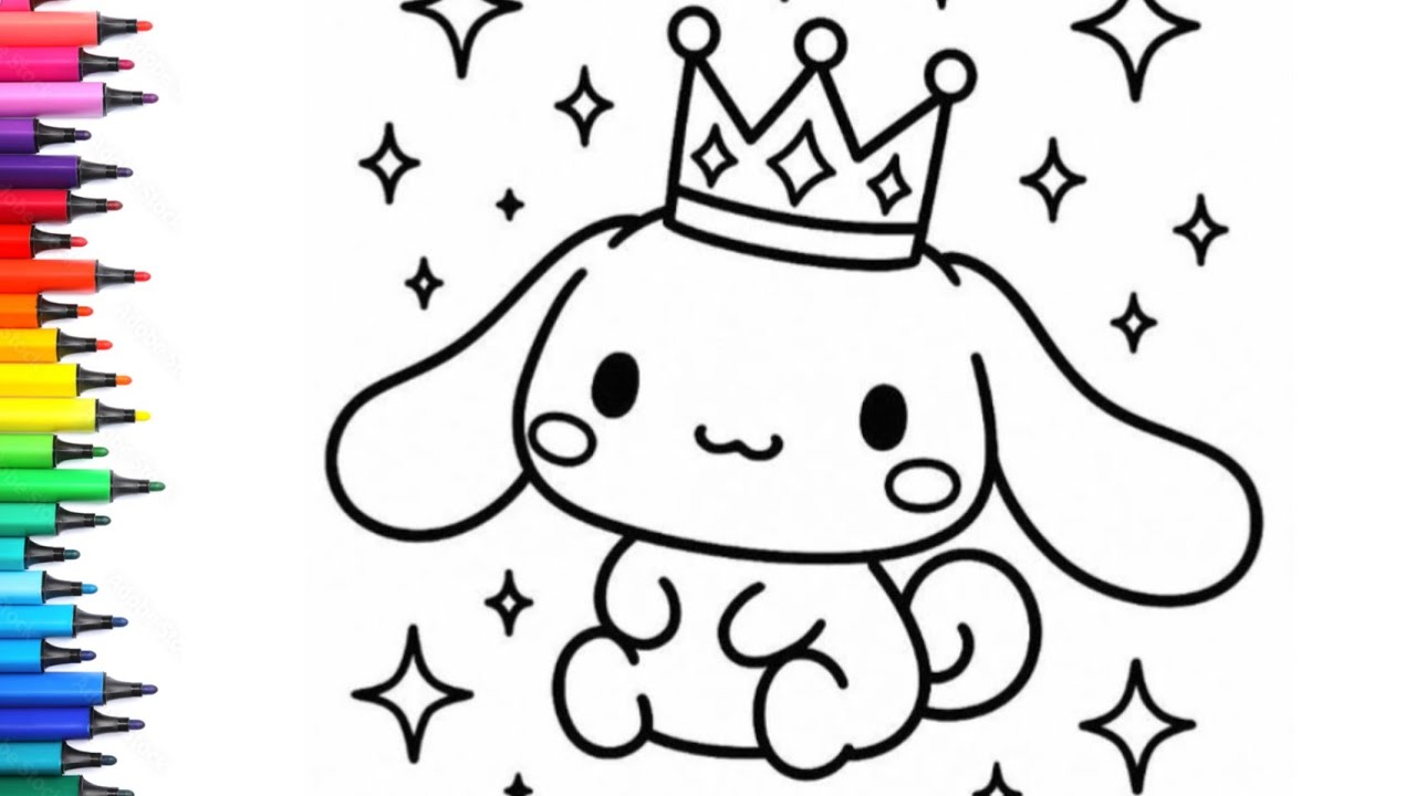 Cinnamoroll Crown 👑Drawing, Painting and Coloring for Kids & Toddlers | How to Draw, colour Easy