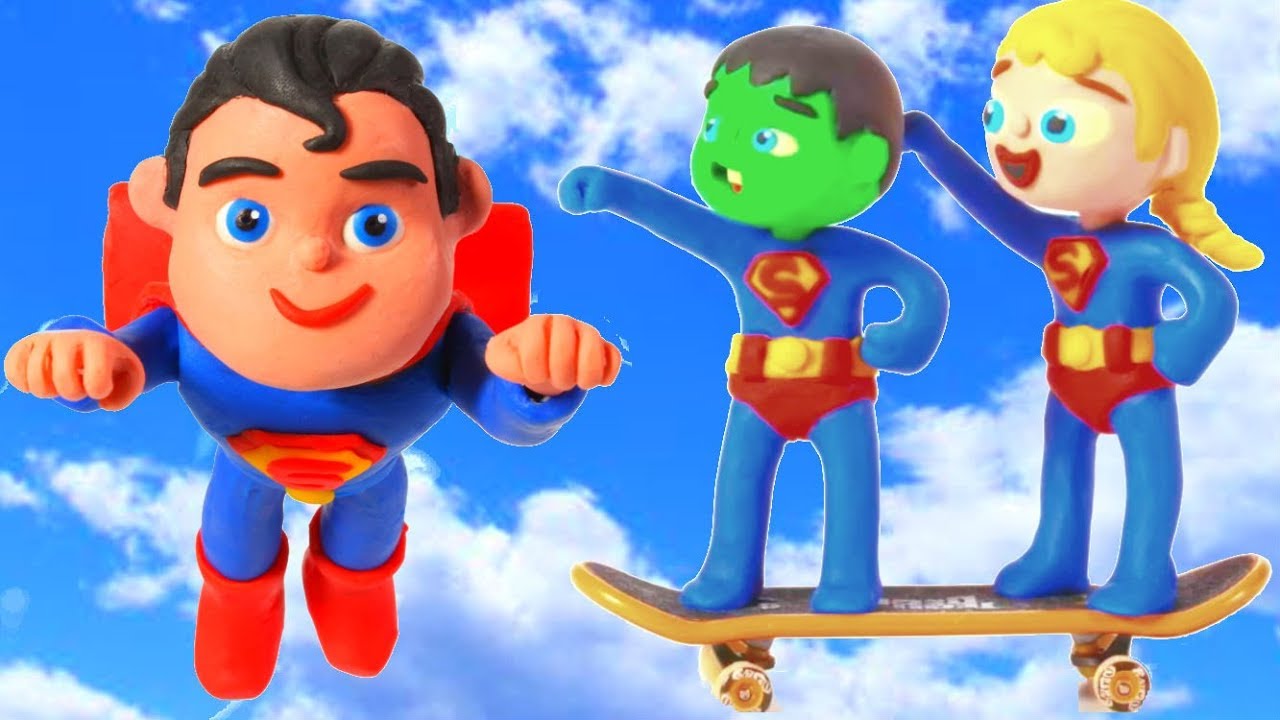 dibujos animados de los 90 FUNNY KIDS PLAY LIKE SUPERMAN ❤ Play Doh Cartoons For Kids