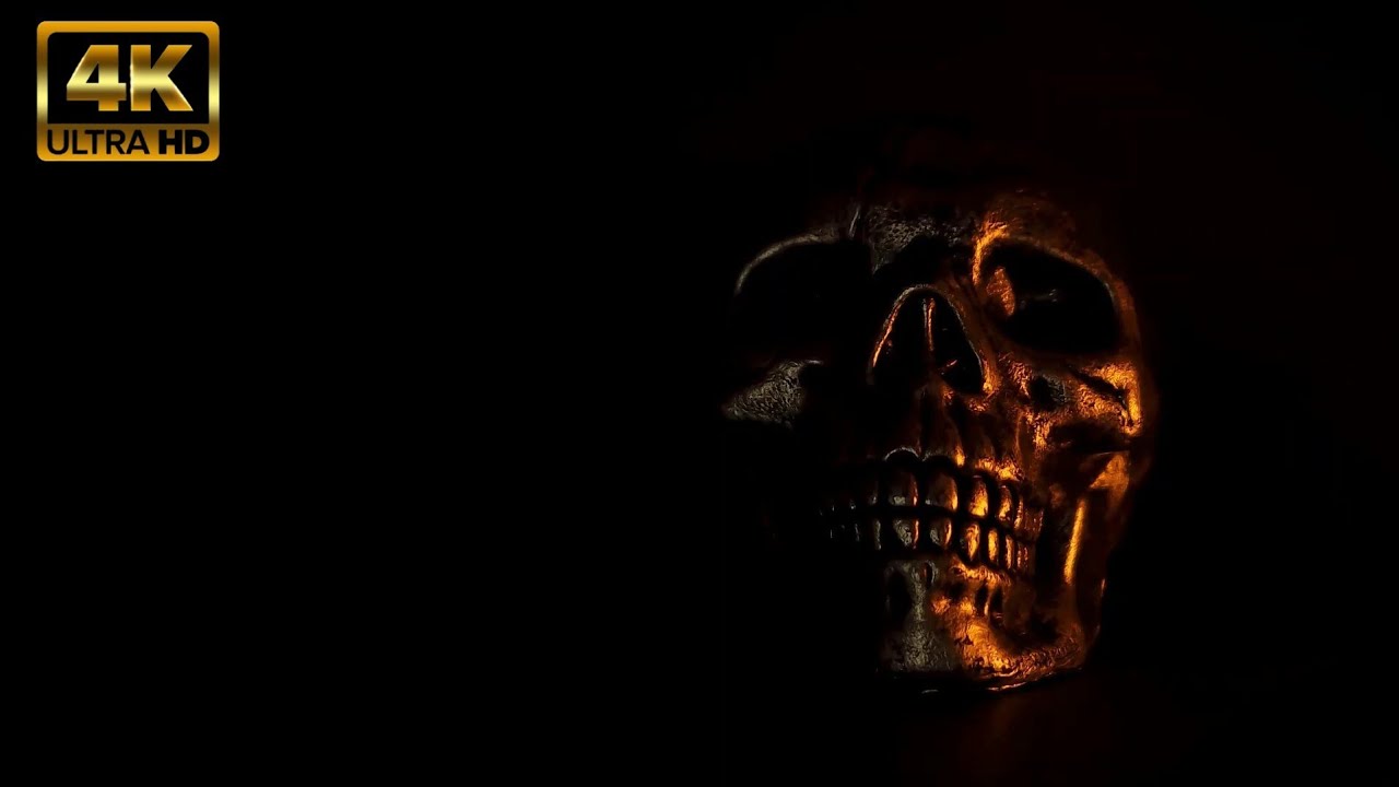 Burning Fire Reflecting On A Haunted Skull Ambient Landscape | ASMR 4K