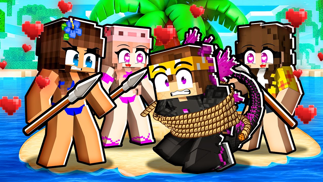 UM GODZILLA PRESO em UMA ILHA só de GAROTAS no Minecraft!