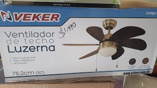 Ventilador VEKER modelo LUZERNA 6 aspas 30 pulgadas, instalación y características