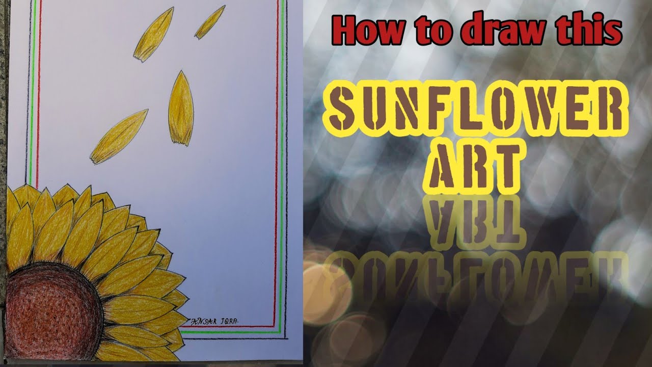 How to draw this Sunflower art. use old CD and colour pencil - YouTube