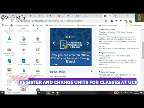 REGISTER AND CHANGE UNITS FOR CLASSES AT UCR