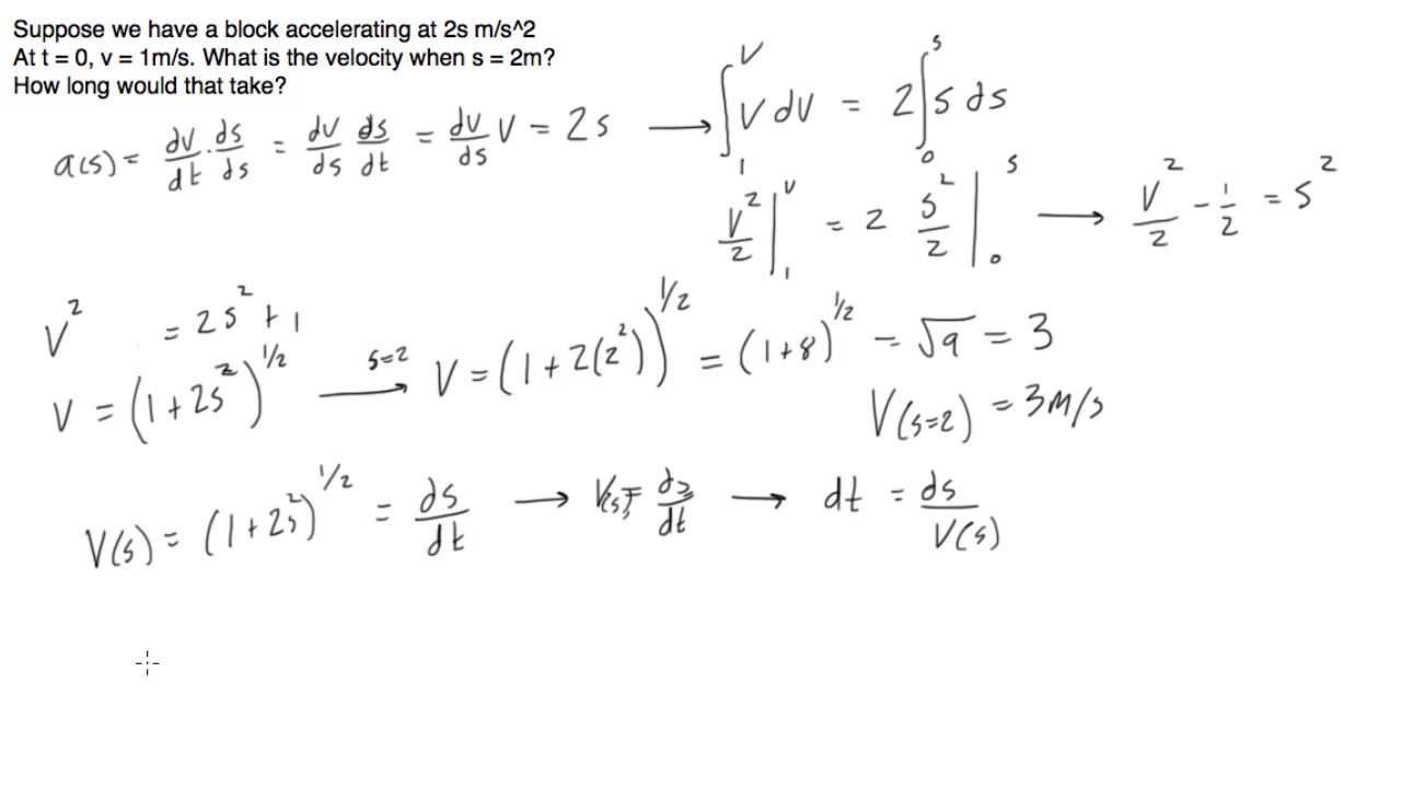 Acceleration as a function of position example