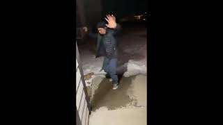 Guy slipping on Ice but with Cartoon SFX Resimi