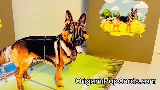 German Shepherd 3D Pop Up Greeting Card Happy Birthday Shop Online https://origamipopcards.com/