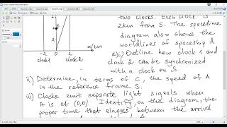 Ex.7 (Nov24). IB Physics A5 (HL only). Spacetime diagram. Worldlines. How to synchronize clocks.