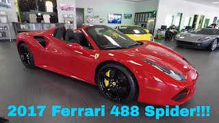 2017 ferrari 488gtb spider rosso corsa (red) black leather interior
3.9l v8 twin-turbocharged 661hp @ 8,000rpm 561ft-lbs 3,000rpm
automated double clutch t...