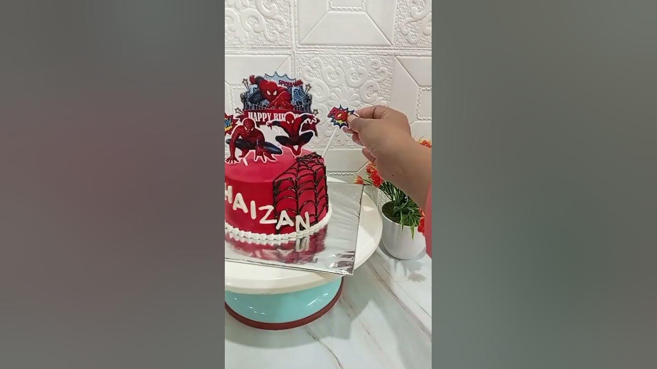 cake spiderman,siapa yang suka #dekorasicake #cakedecorating #cakeultah #spiderman