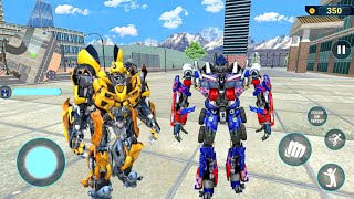 Optimus Prime in Robot City Jet Car Bike Transformation Bumblebee Robot Game 2020 - Android Gameplay