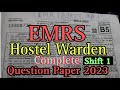 Emrs hostel warden question paper  emrs preparation aptitude  hostel warden original paper emrs