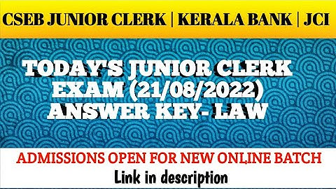 CSEB JUNIOR CLERK 21/08/2022- ANSWER KEY -  CO OPERATIVE LAW