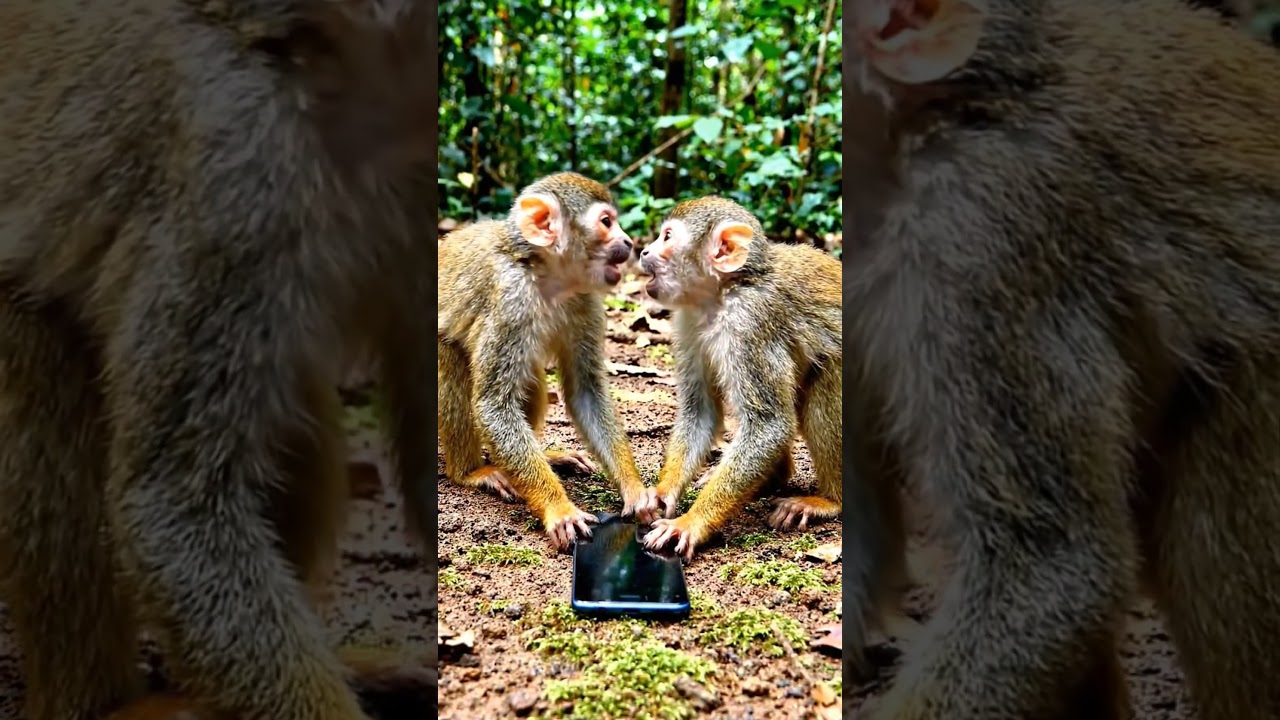 #funny_Monkeys_fighting_for_phone