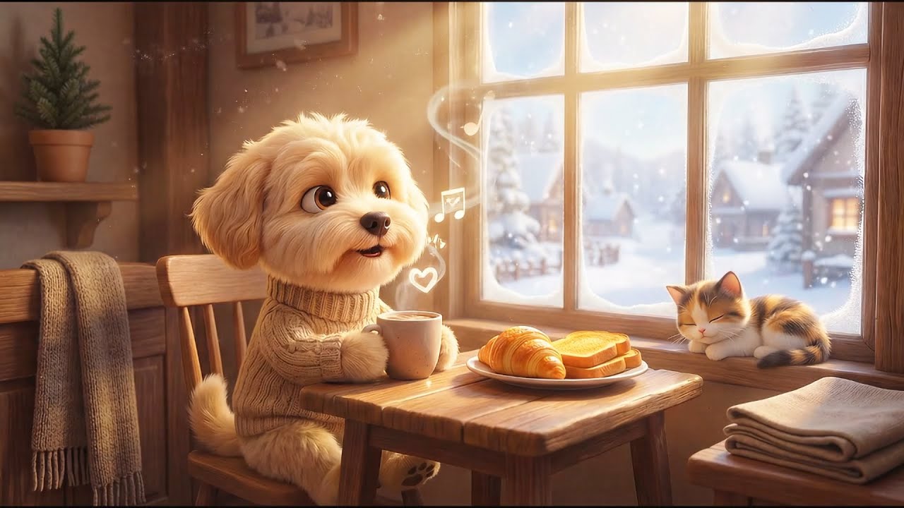 Lofi Jazz with Pizza Mutt ☕ Cozy Winter Morning Vibes to Uplift Your Mood