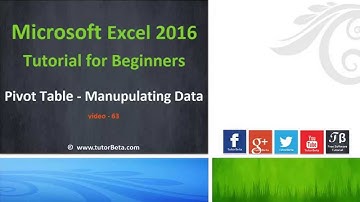 62    Manipulating PivotTable Data   Microsoft Excel 2016 Beginner Course