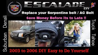 Cadillac Escalade GMC ESV 6.0 | How to Replace Serpentine and A/C Belt | DIY