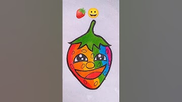 🍓+😀+🌈= ? Combined emojis drawing #emojis #mixing #challenge #coloring #colorful #colourful #video