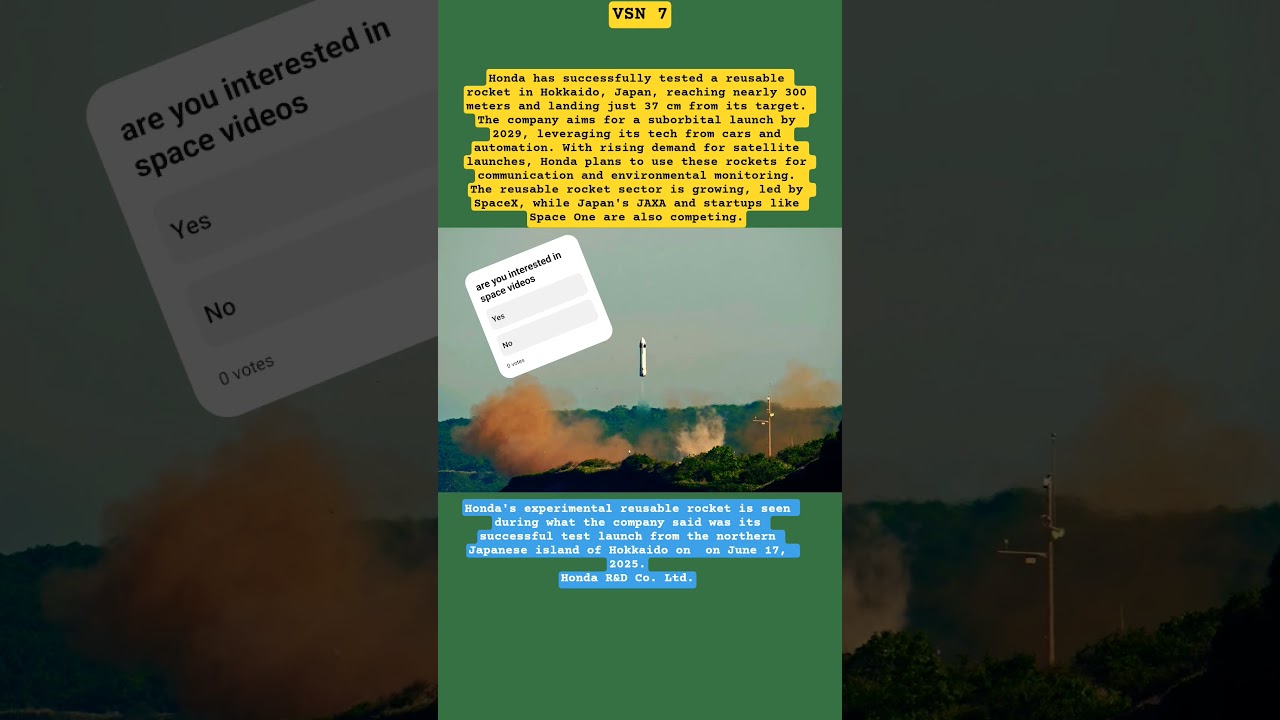 Honda's Reusable Rocket Test Success! 🚀 Entering the Space Race! VSN-7