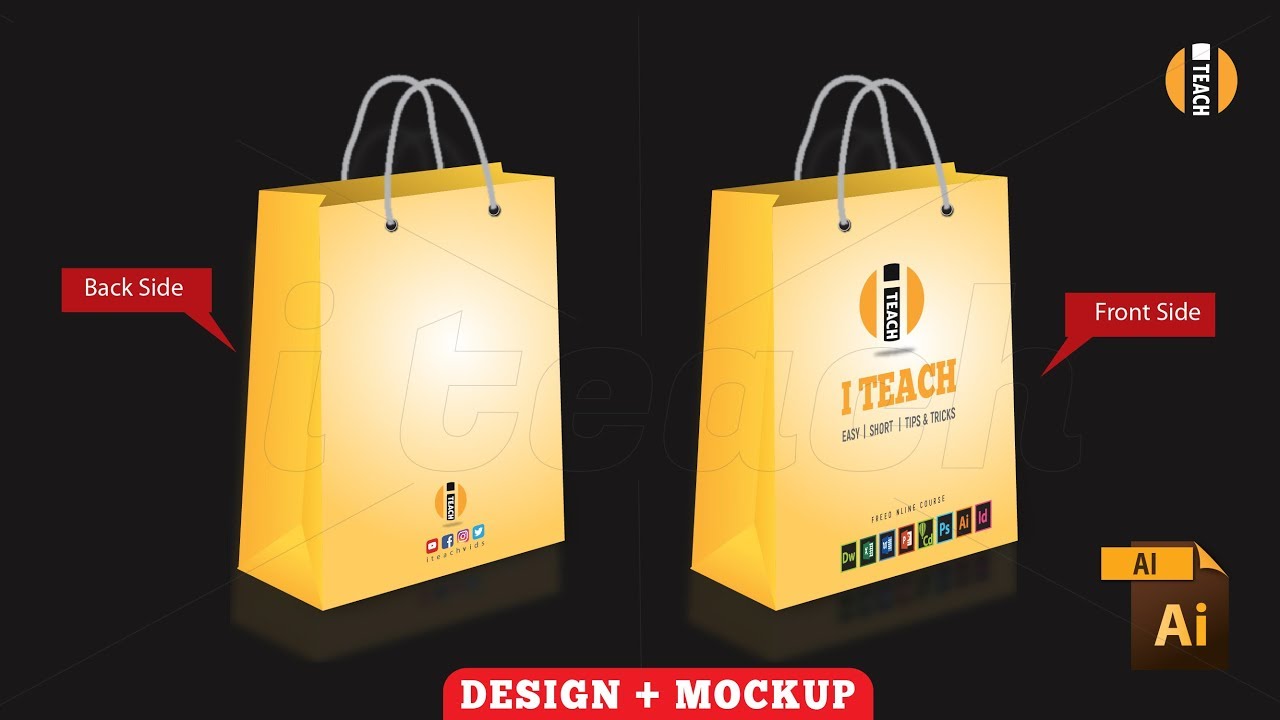 Download SHOPPING BAG, DIE-LINE, MOCKUP IN ILLUSTRATOR | i teach ...