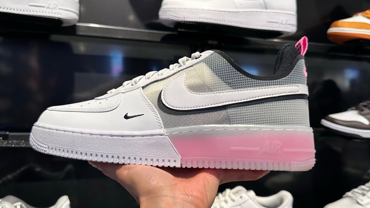 スニーカー Nike Air Force 1 Low React White Black Pink Spell Nike Air Force 1 Low REACT