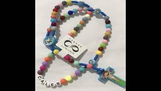 Children's Custom Name Rainbow Rosary #kidsrosary #childrosary #babyrosarybeads #childrenrosarybeads